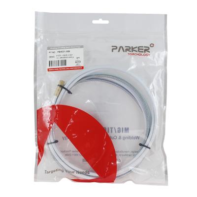 PB4531-30B Направляющий канал Parker 1,0-1,2 мм 3 метра (стальная спираль с латунным ниппелем в белой оплётке) (MIG/MAG) фото артикул: PB4531-30B