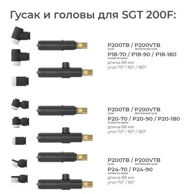 Сварочная горелка Parker SGT 200F с гибким элементом гусака, головой SGT 18 4 метра фото артикул: SGT200-18-70-S1-12-SL-GS0BG
