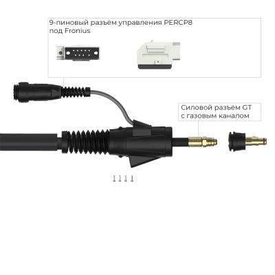 Сварочная горелка Parker SGT 26 с 1 кнопкой, разъёмом Surelok GT и 9-пиновым разъёмом Fronius 8 метров фото артикул: SGT26-S1-25-GT-PERCP8BG