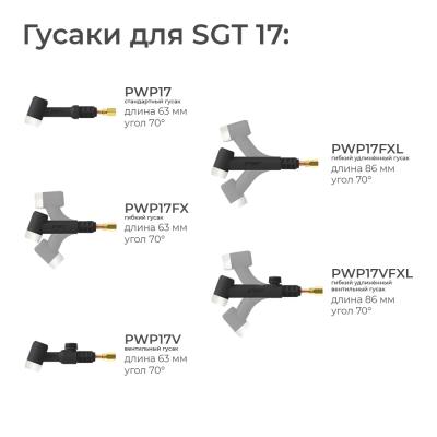 Сварочная горелка Parker SGT 17 с разъёмом с резьбой 1/4 BSP и системой One TIG 4 метра фото артикул: SGT17-QS1-12-SL-QGS5-PTP0-BG
