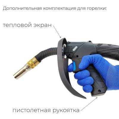 Сварочная полуавтоматическая горелка Arc M65W с рукояткой пистолетного типа, гусаком 45° и комплектацией под диаметр 1,6 мм 3 метра (MIG/MAG) фото артикул: M65WLP45-3M-1.6