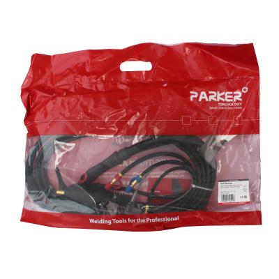 Сварочная аргонодуговая горелка Parker SGT 250M с шарнирной головой SGT 17, 5-пиновым разъёмом EWM, Lorch, Lincoln, разъёмом с резьбой 1/4 BSP и системой One TIG 4 метра для TIG сварки в среде аргона фото артикул: SVA-SGTSF250M-UM17-90-QS1-12-SL-QWF1-QWR1-QGS5-PTP