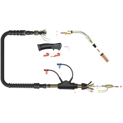 Сварочная полуавтоматическая горелка Parker SGB 401W с улучшенной подачей охлаждающей жидкости 3 метра (MIG/MAG) фото артикул: SVA-SGB4001-30ERBG