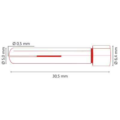 PSTB13N20 Цанга Parker укороченная для газовой линзы 0,5x30,5 мм (TIG) фото артикул: PSTB13N20
